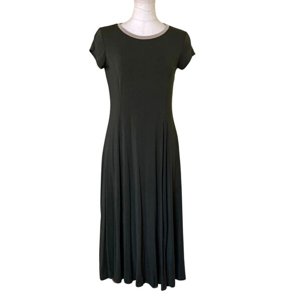 Michael Kors Olive Green A-Line Maxi Dress Short Sleeve Size PM - Picture 1 of 11